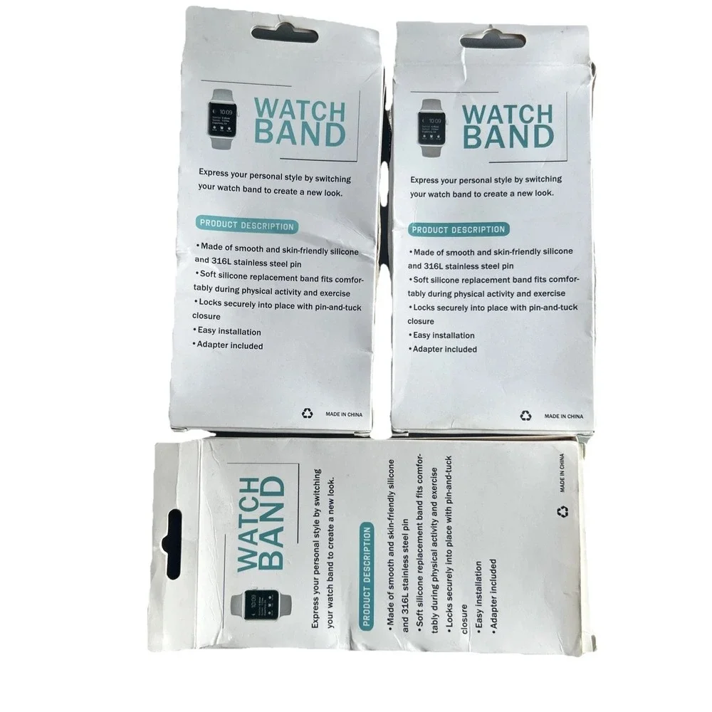 Silicone Sport Watch Band 38 MM For Apple Watch NEW In Box. Box Damaged. Lot of3